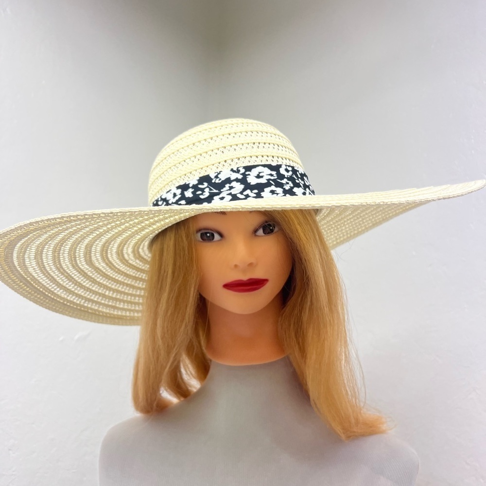 Women's Wide Brim Straw Hat - A New Day - Ivory